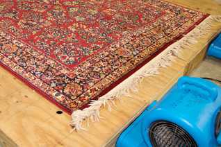 Rugs are dried in a controlled environment to ensure that they are completely dry before moving along to the next steps in the process.